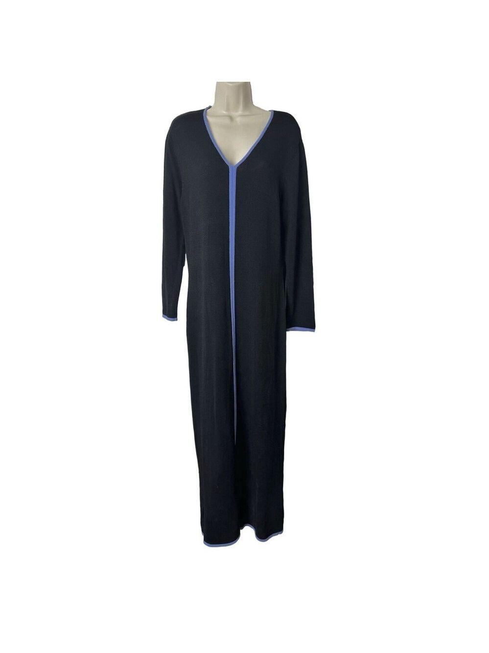 Colette Mordo for Sadimara Italy Knit Maxi Dress Medium Black Contrast Piping